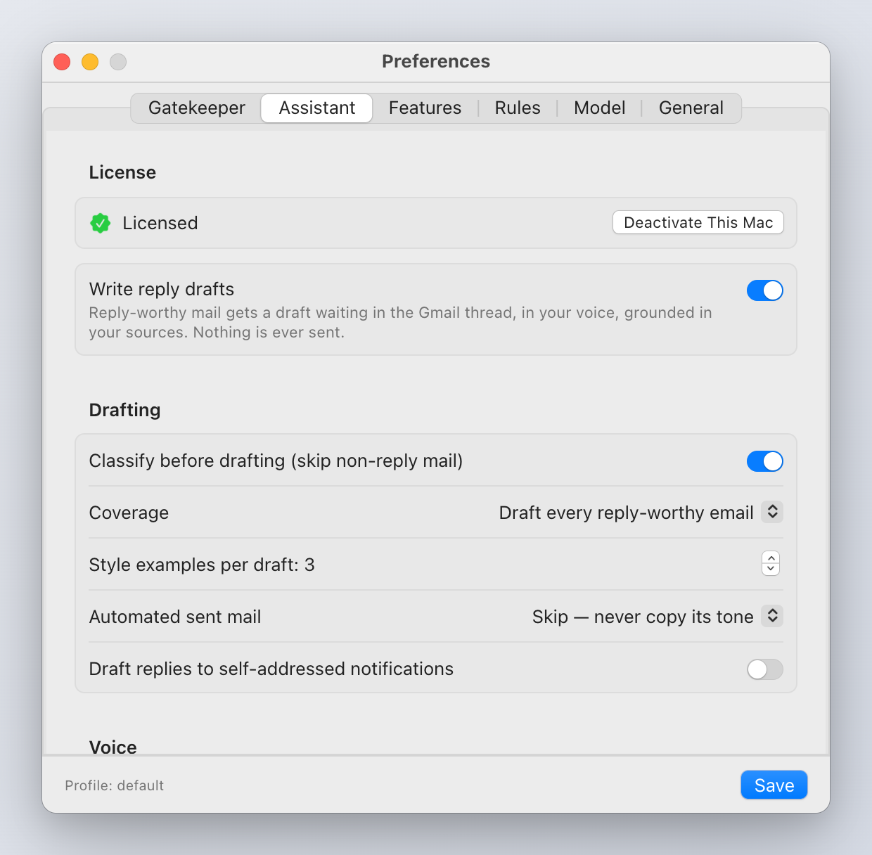 Preferences: Assistant