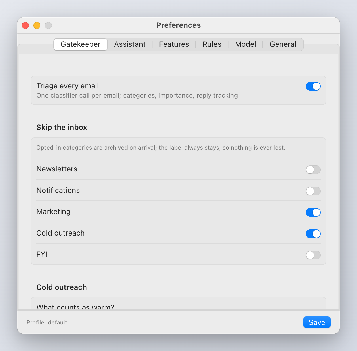 Preferences: Gatekeeper